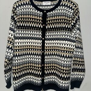 Alfred Dunner Women's Patterned Cardigan Button Up Sweater